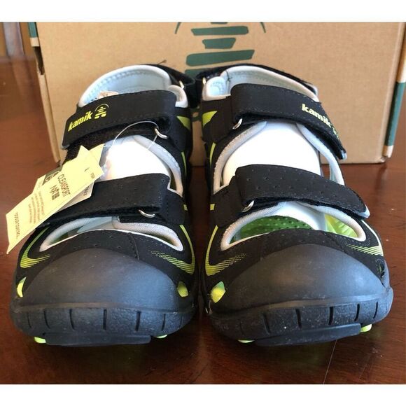 KAMIK - NWTIB - Youth Sz 36 (4) "Wander" Sandal in Black/Lime. Vegan & Washable! - Picture 9 of 16